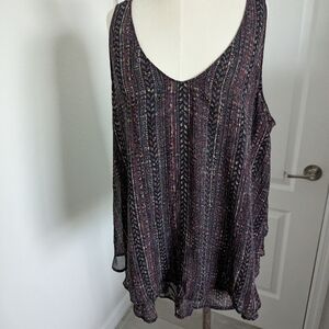 Lane Bryant Multicolor Patterned Tank Top